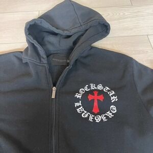 Rockstar Original Black Label Hoodie Full Zip Red Cross Mens L‎